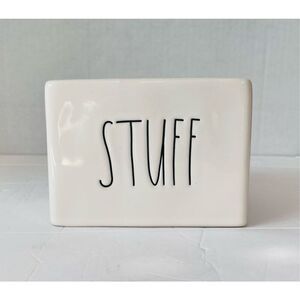 Rae Dunn STUFF Ceramic Stuff Holder   EUC